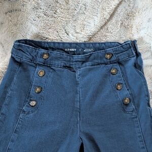Old Navy Women's High Rise Navy Jeans with Button Detail